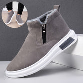 Men’s Winter Snow Boots – Warm Cotton Plush Ankle Boots with Side Zipper, Casual Daily Wear